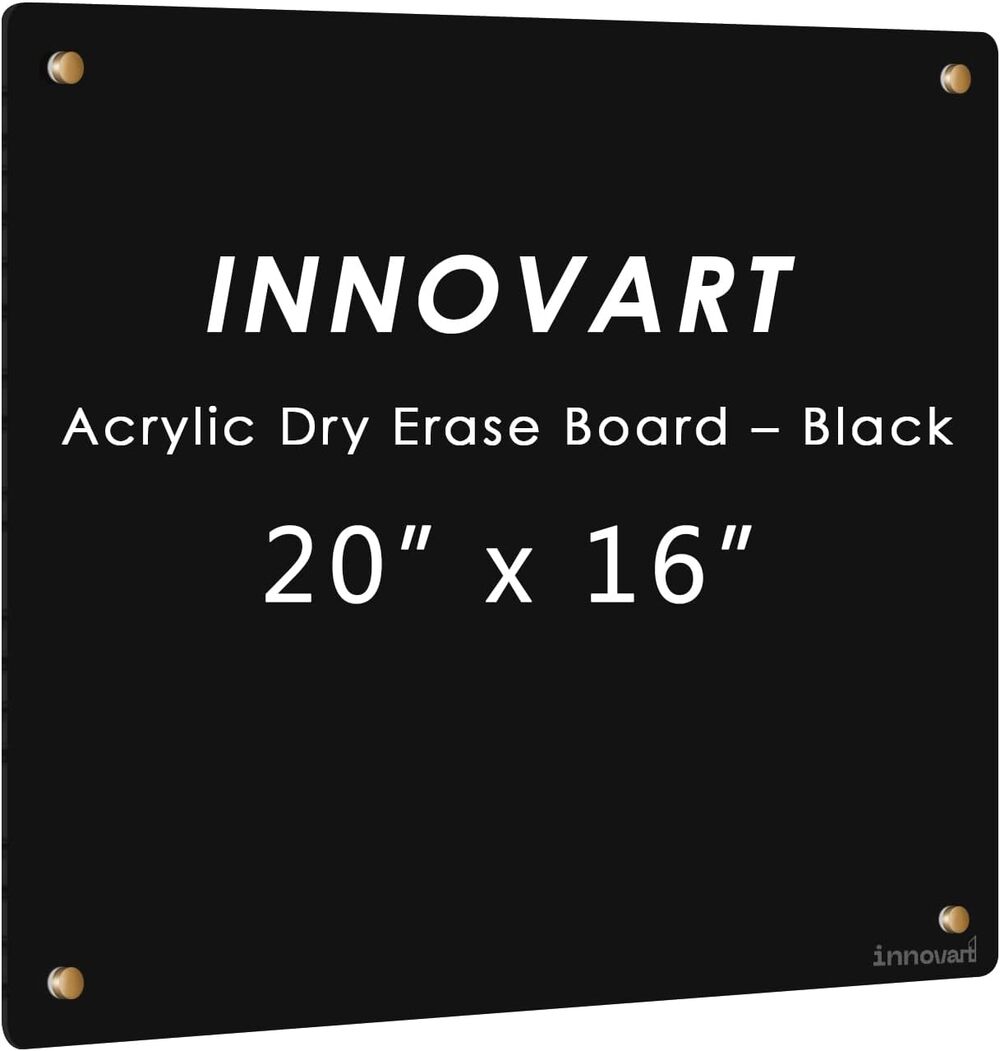 Black Acrylic Dry Erase Board 20” x 16”